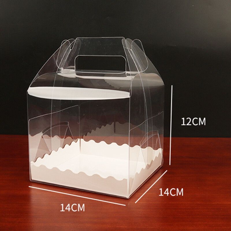 Clear cake box with handle, Size: 6”