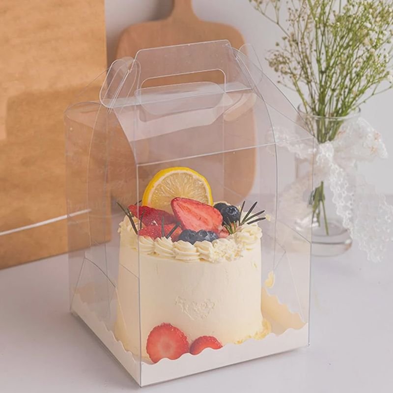 Clear cake box with handle