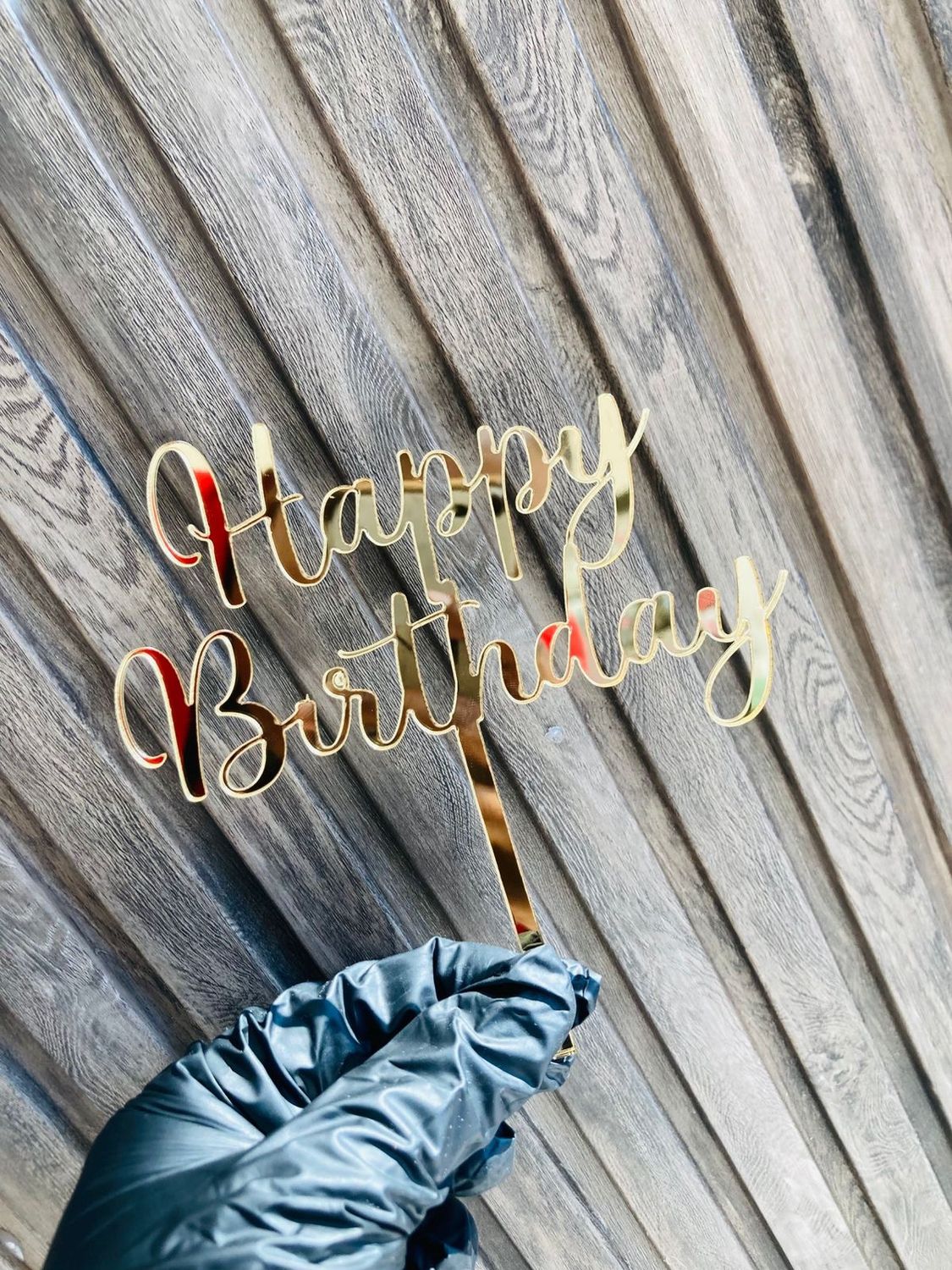 LSG Acrylic Happy Birthday Topper, Colour: Gold