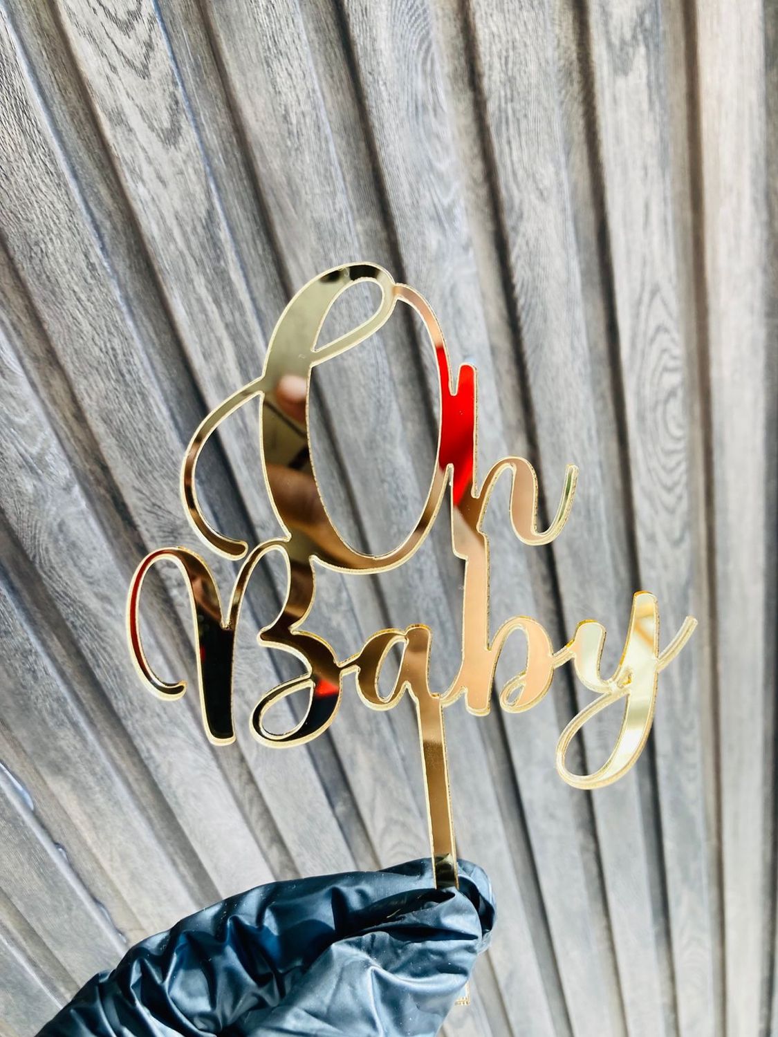 LSG Acrylic Oh Baby Topper, Colour: Gold