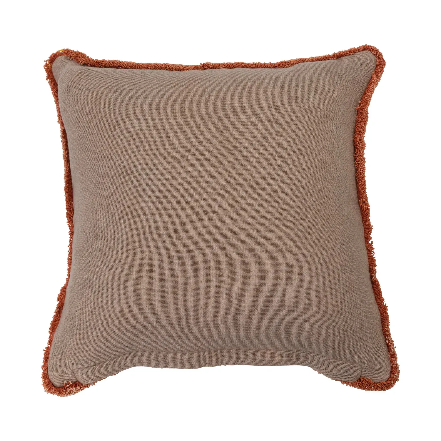 16" Cotton Pillow with Metallic Printed Orange Floral Pattern