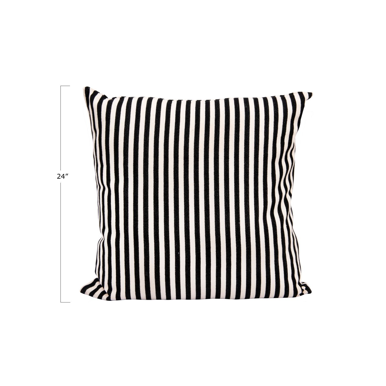 26" Sq Cotton Woven Striped Pillow, Black