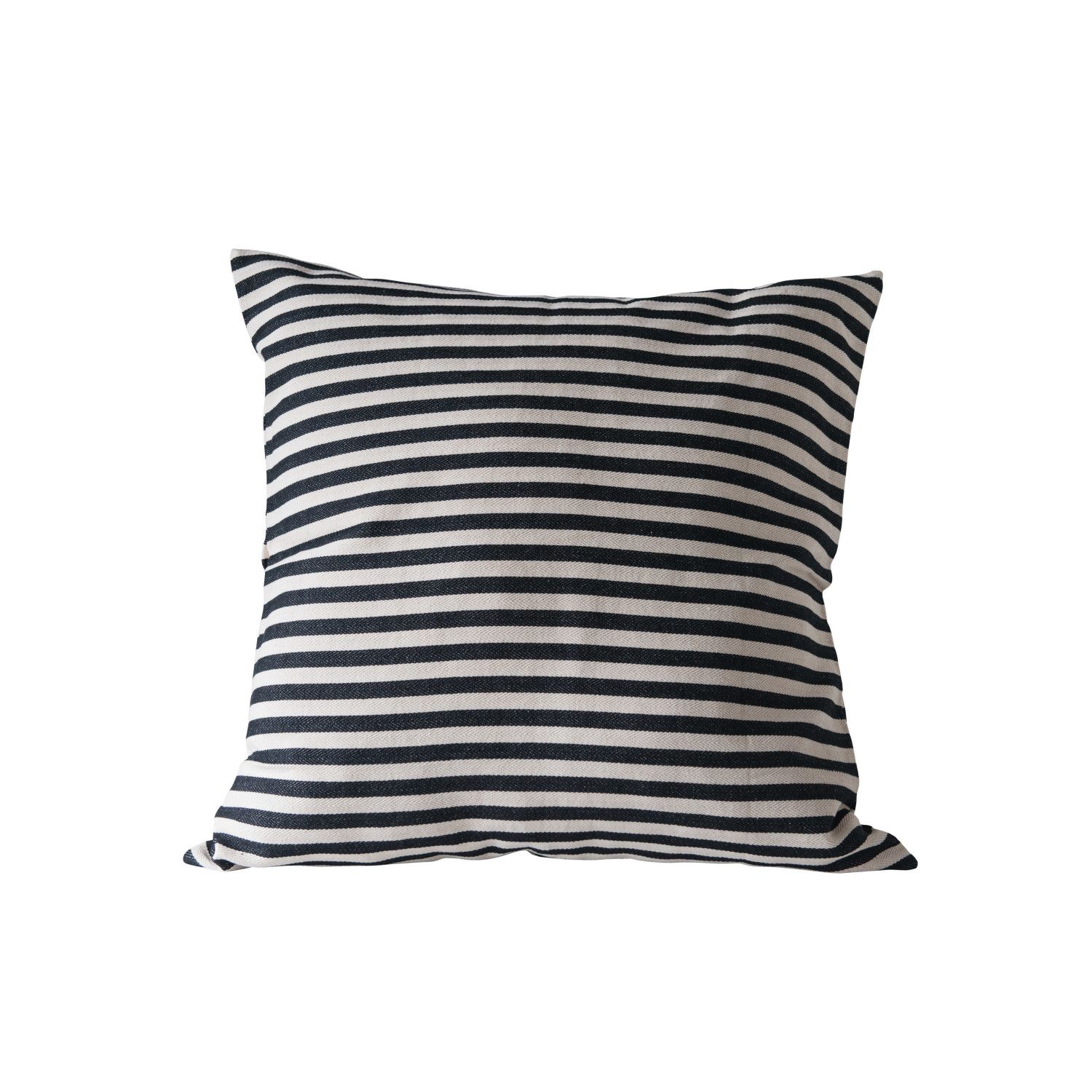 26" Sq Cotton Woven Striped Pillow, Black