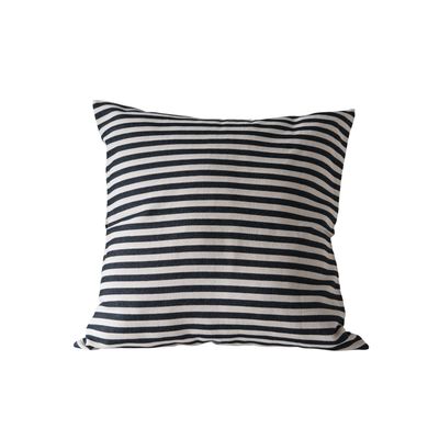 26" Sq Cotton Woven Striped Pillow, Black