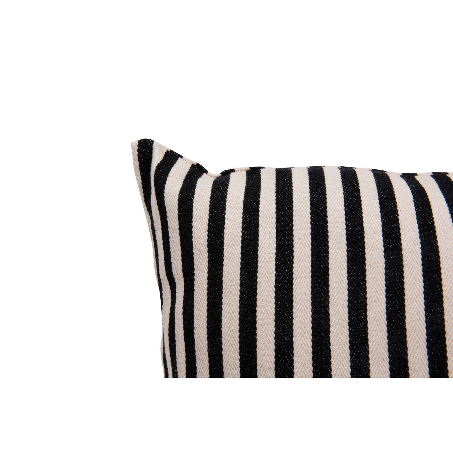 26" Sq Cotton Woven Striped Pillow, Black