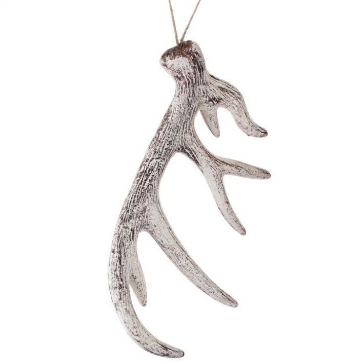 10in. GLITTER/FROST DEER ANTLER ORNAMENT