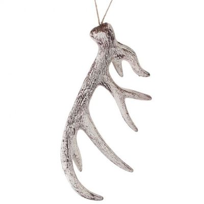 10in. GLITTER/FROST DEER ANTLER ORNAMENT