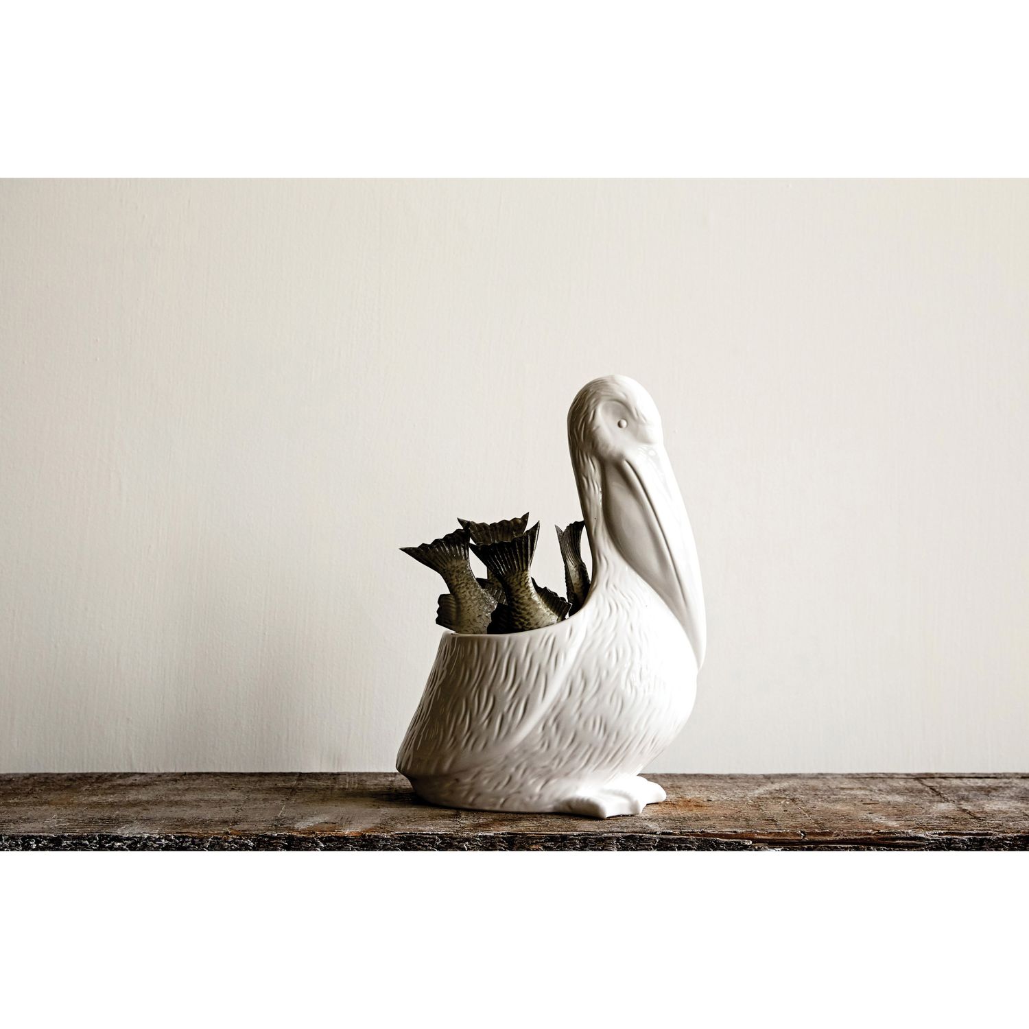 14" Ceramic Pelican Planter