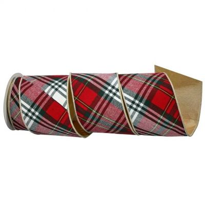4"X5YD PLAID RIBBON RED, GREEN, WHITE