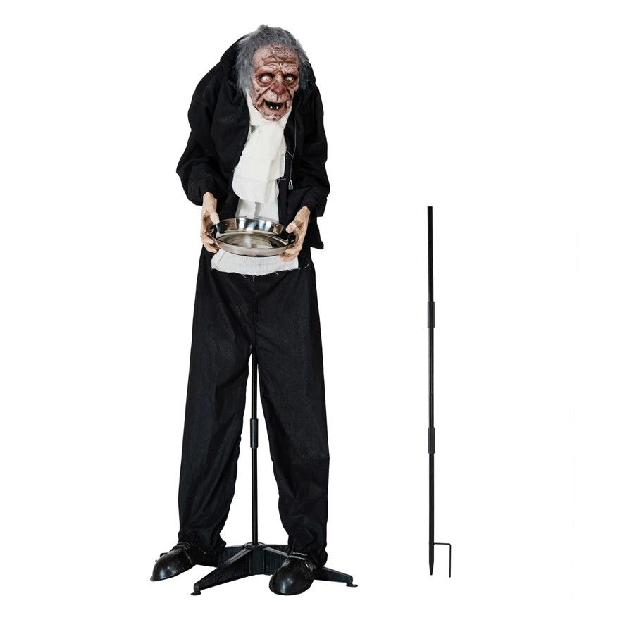 62" Standing Animated Butler w/ Lights &amp; Sound, Motion Activated