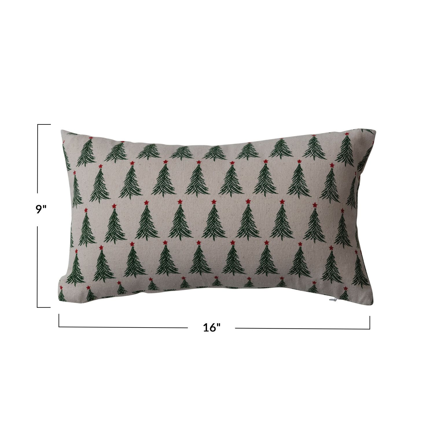 16"L x 9"H Stonewashed Cotton Printed Lumbar Pillow