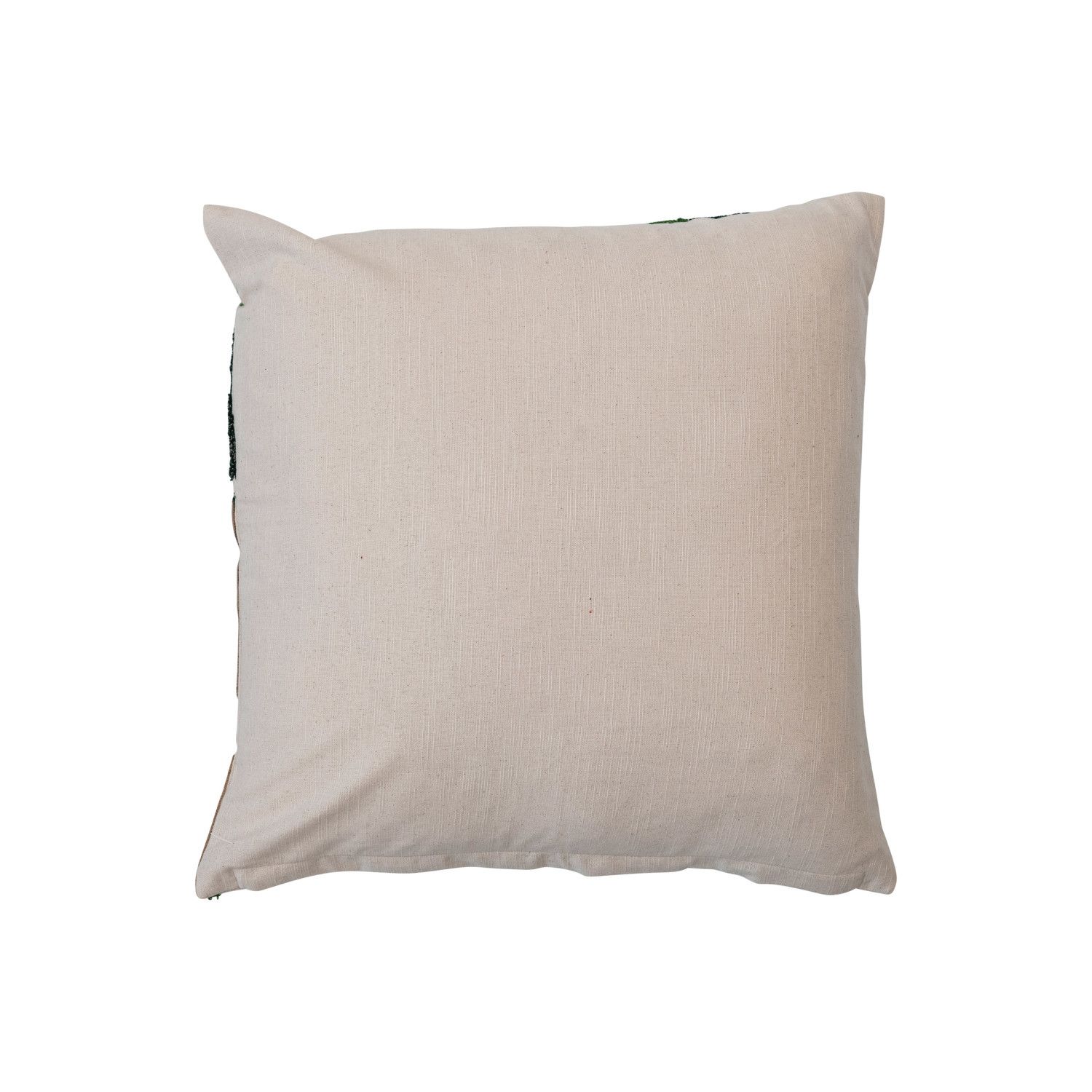 20" Square Cotton Slub Embroidered Pillow w/ Trees &amp; French Knots, Multi Color