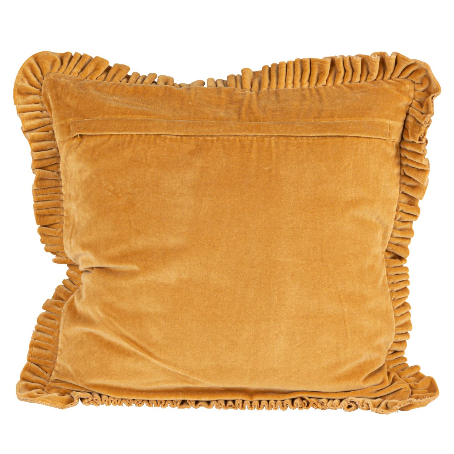20in. Sq Velvet Pillow w/ Ruffled Trim Mustard