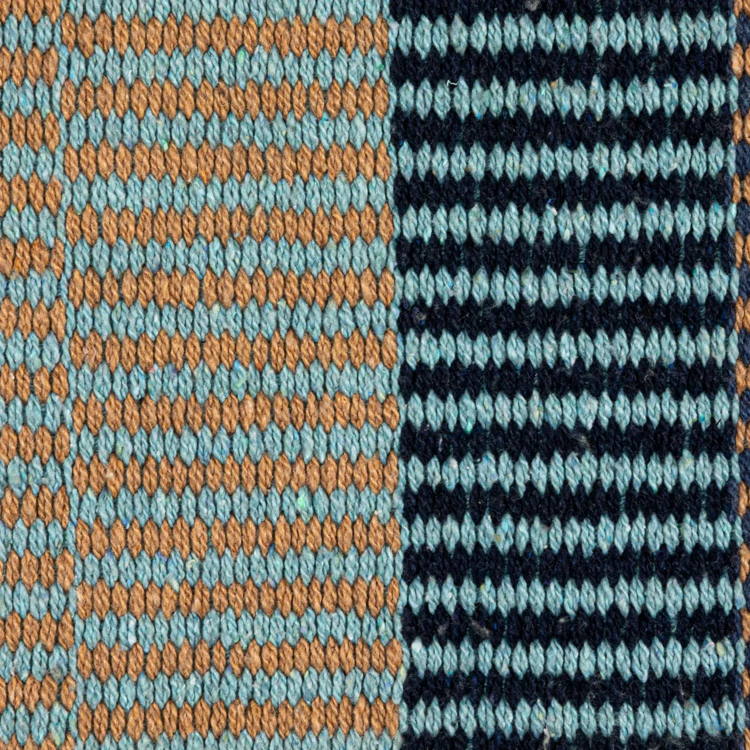 BLUE/TAN Woven Cotton Blend Throw w/ Stripes &amp; Fringe
