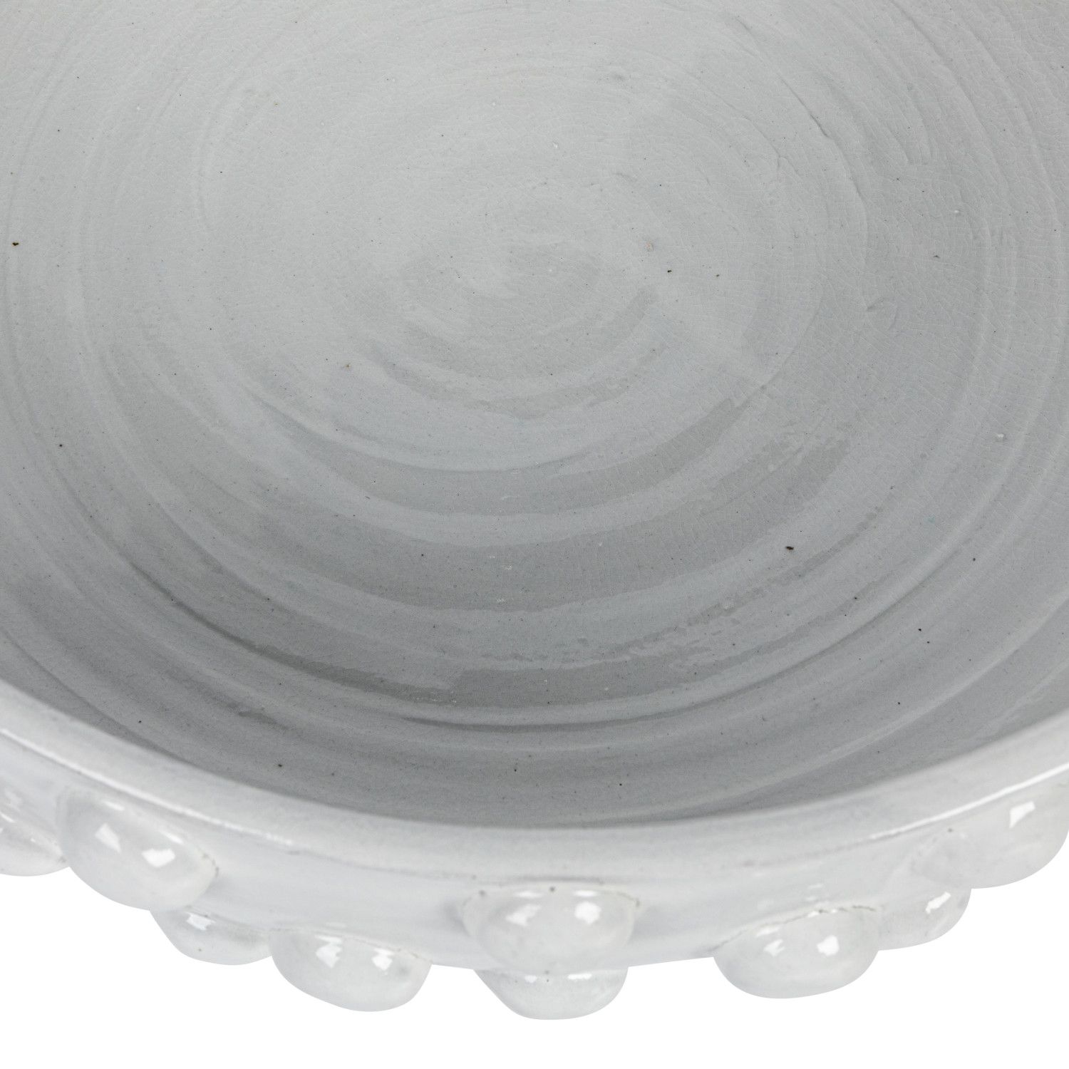 17"R Terra-cotta Bowl w/ Raised Dots, White