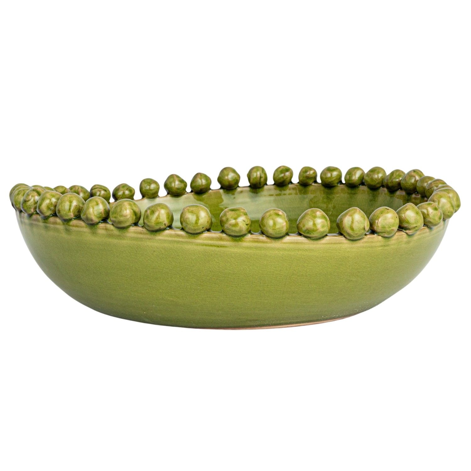 16"R  Decorative Terra-cotta Bowl w/ Hobnail Edge