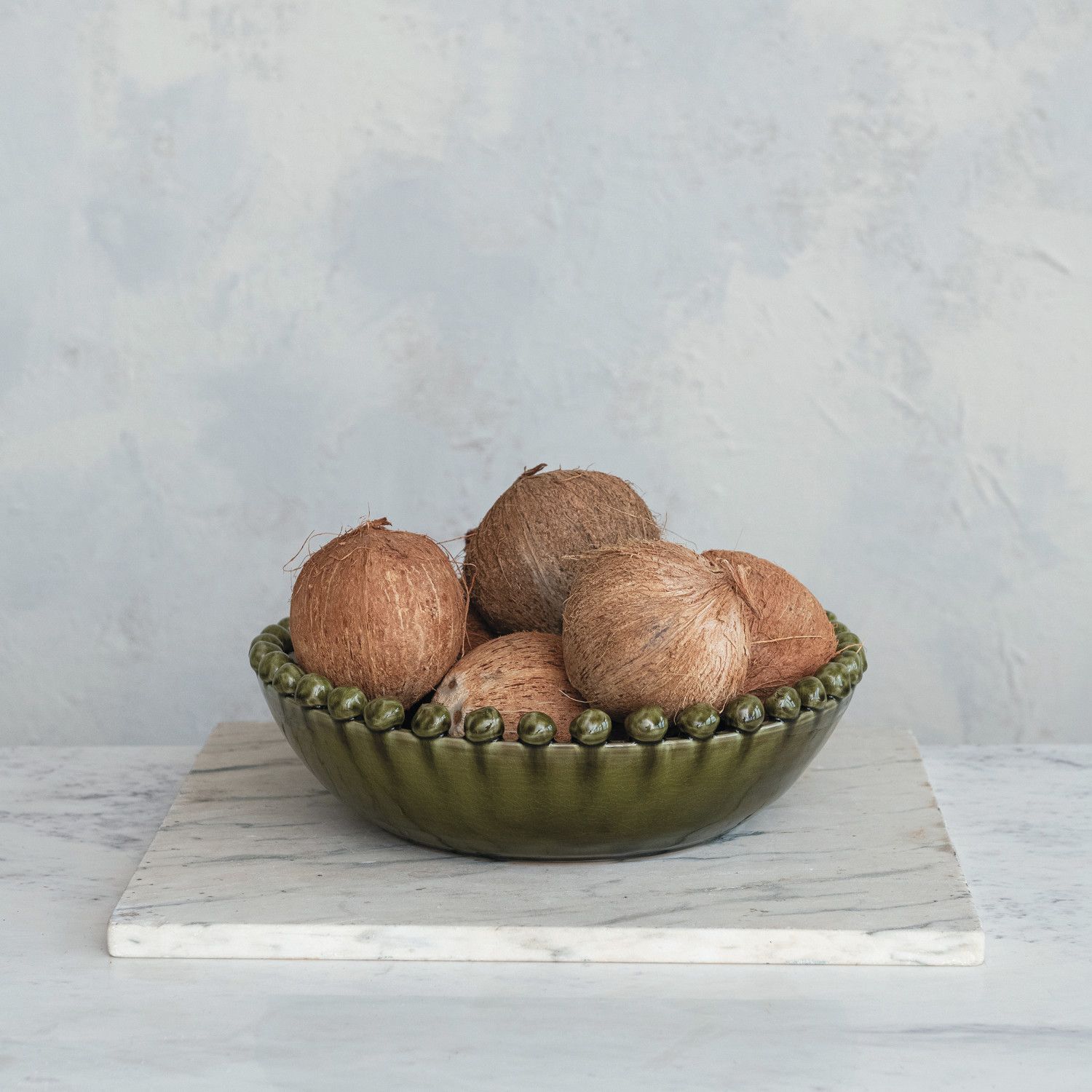 16"R  Decorative Terra-cotta Bowl w/ Hobnail Edge