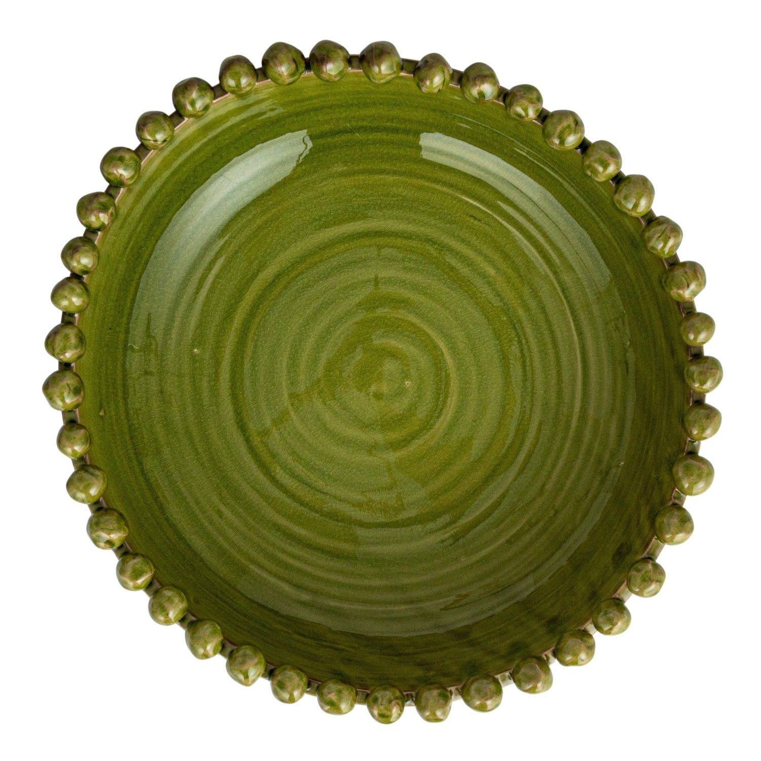 16"R  Decorative Terra-cotta Bowl w/ Hobnail Edge