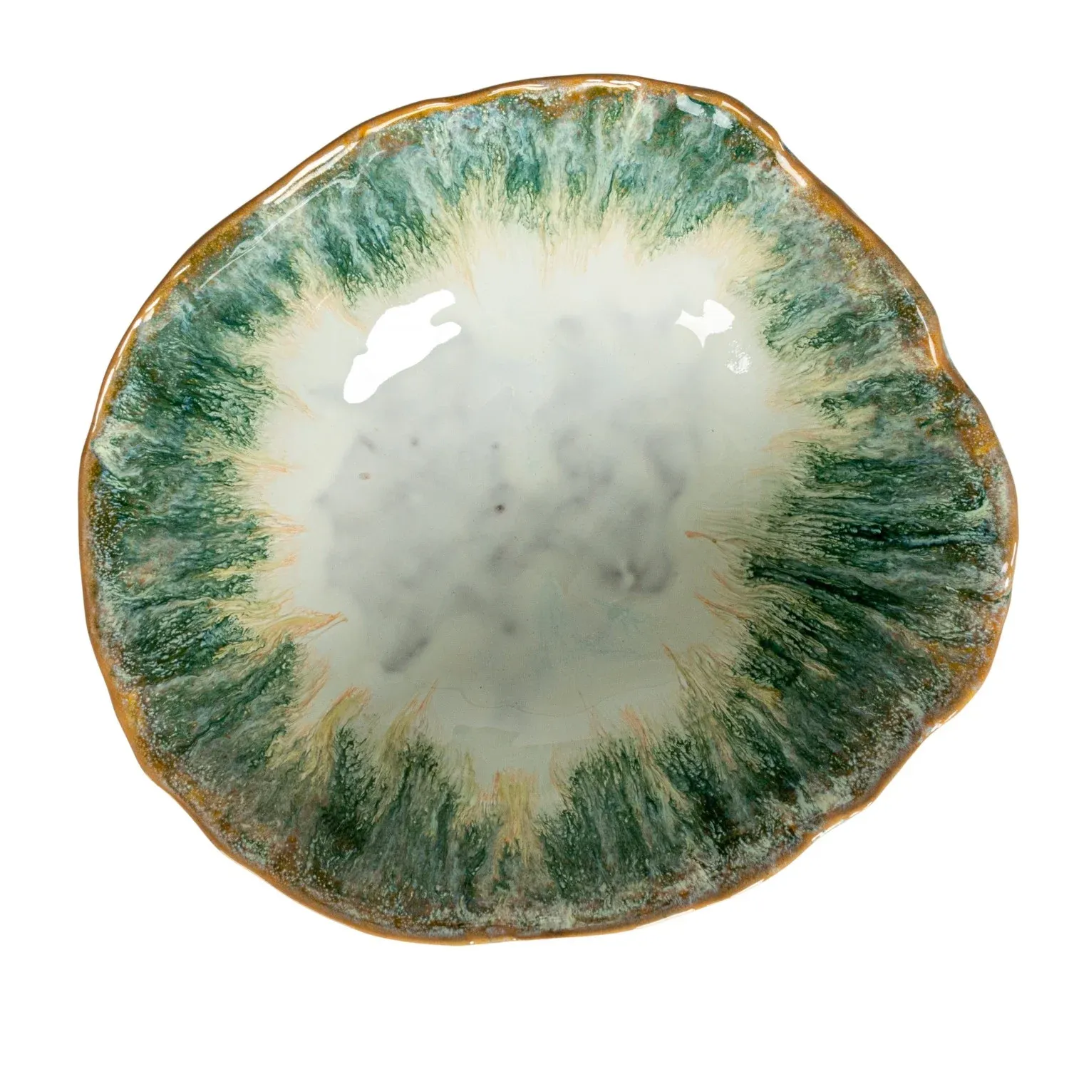 9" R x 5"H Stoneware Footed Bowl, Reactive Glaze