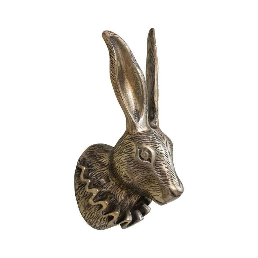 12" Cast Aluminum Rabbit Head with Ruff Collar