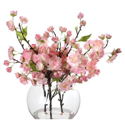PINK CHERRY BLOSSOM IN GLASS 14"