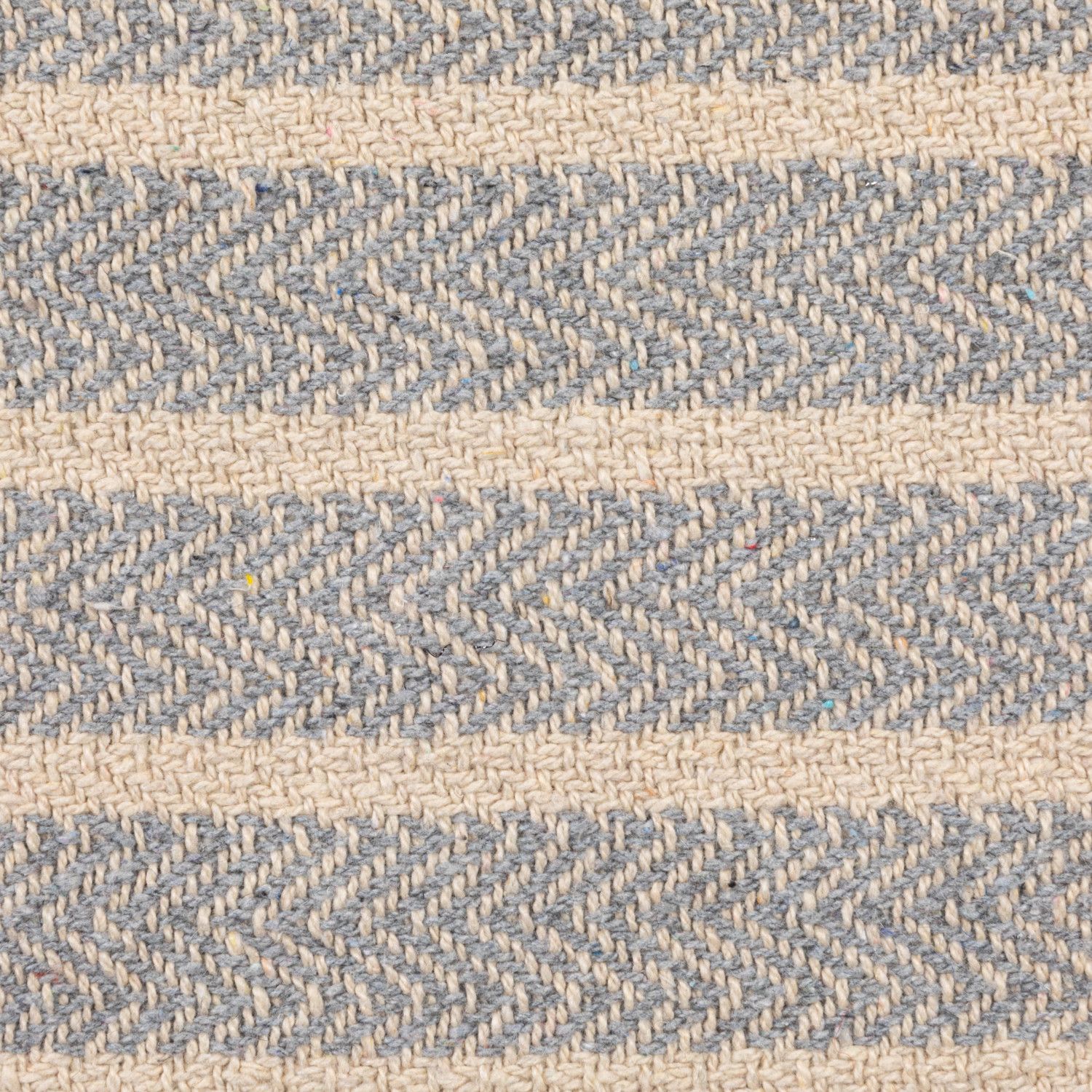 Blue/Ivory Cotton Throw with Stripes &amp; Fringe