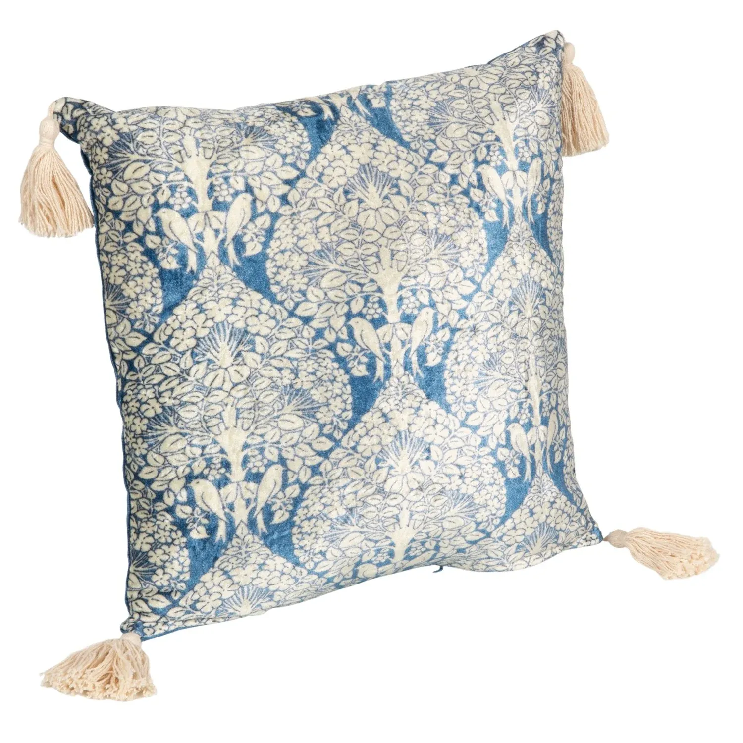 18in. Sq Velvet Printed Pillow with Tassels
