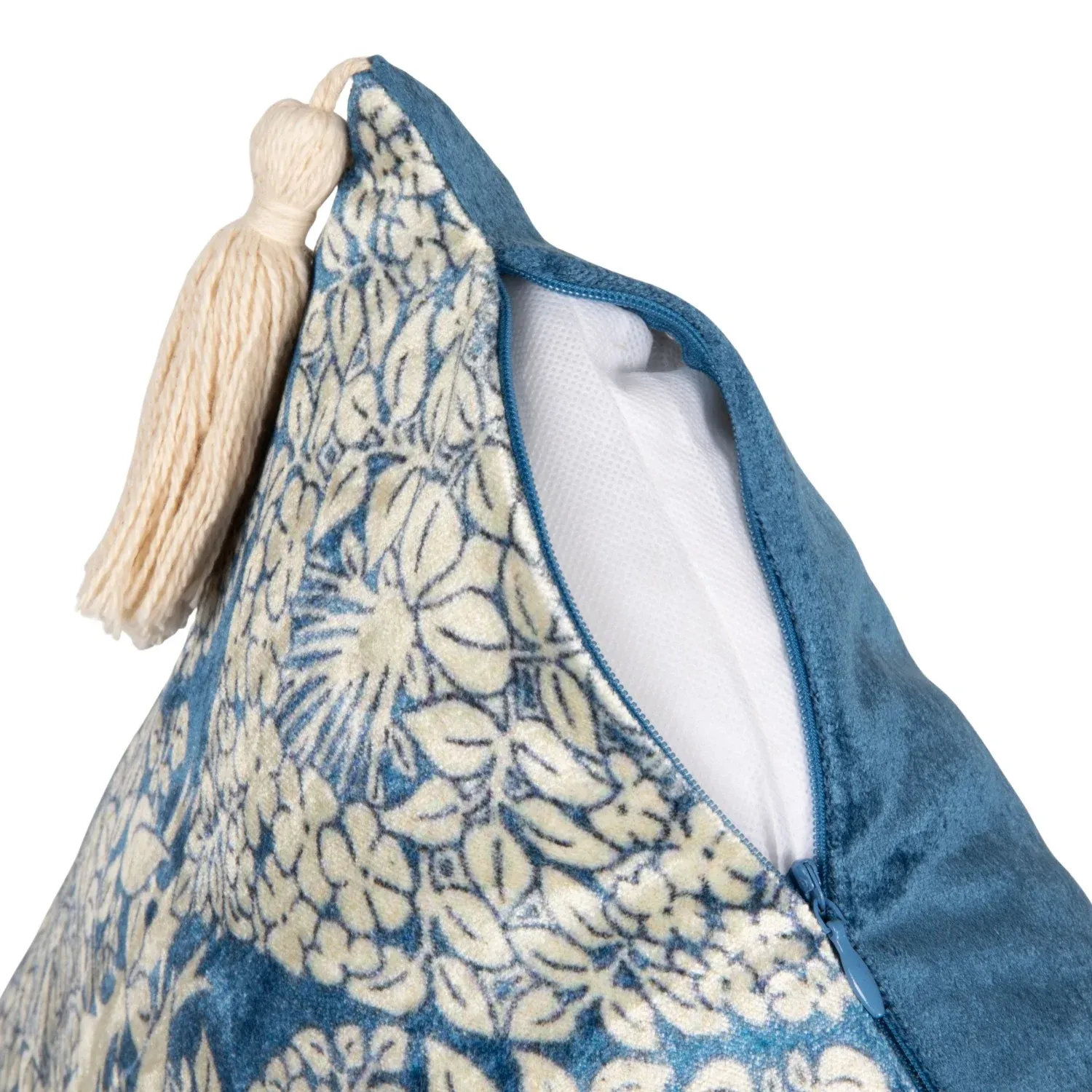 18in. Sq Velvet Printed Pillow with Tassels