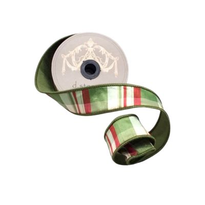 1.5" x 10yds dupion wallis plaid, ivory green red