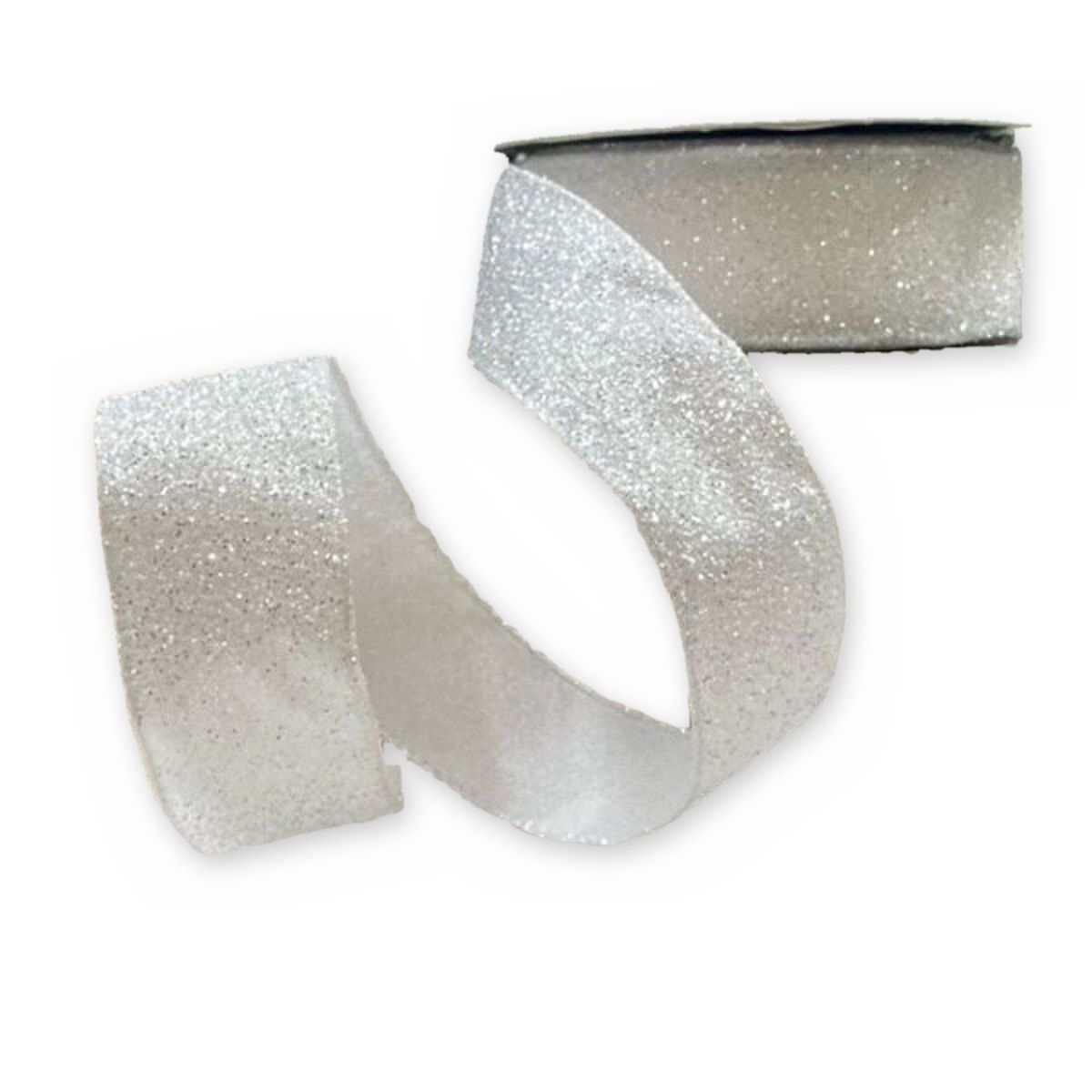 1.5" X 10YD FROSTED GLITTER WHITE RIBBON