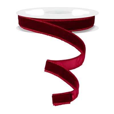 7/8"X10YD BURGUNDY DELUXE VELVET/SATIN BACKING