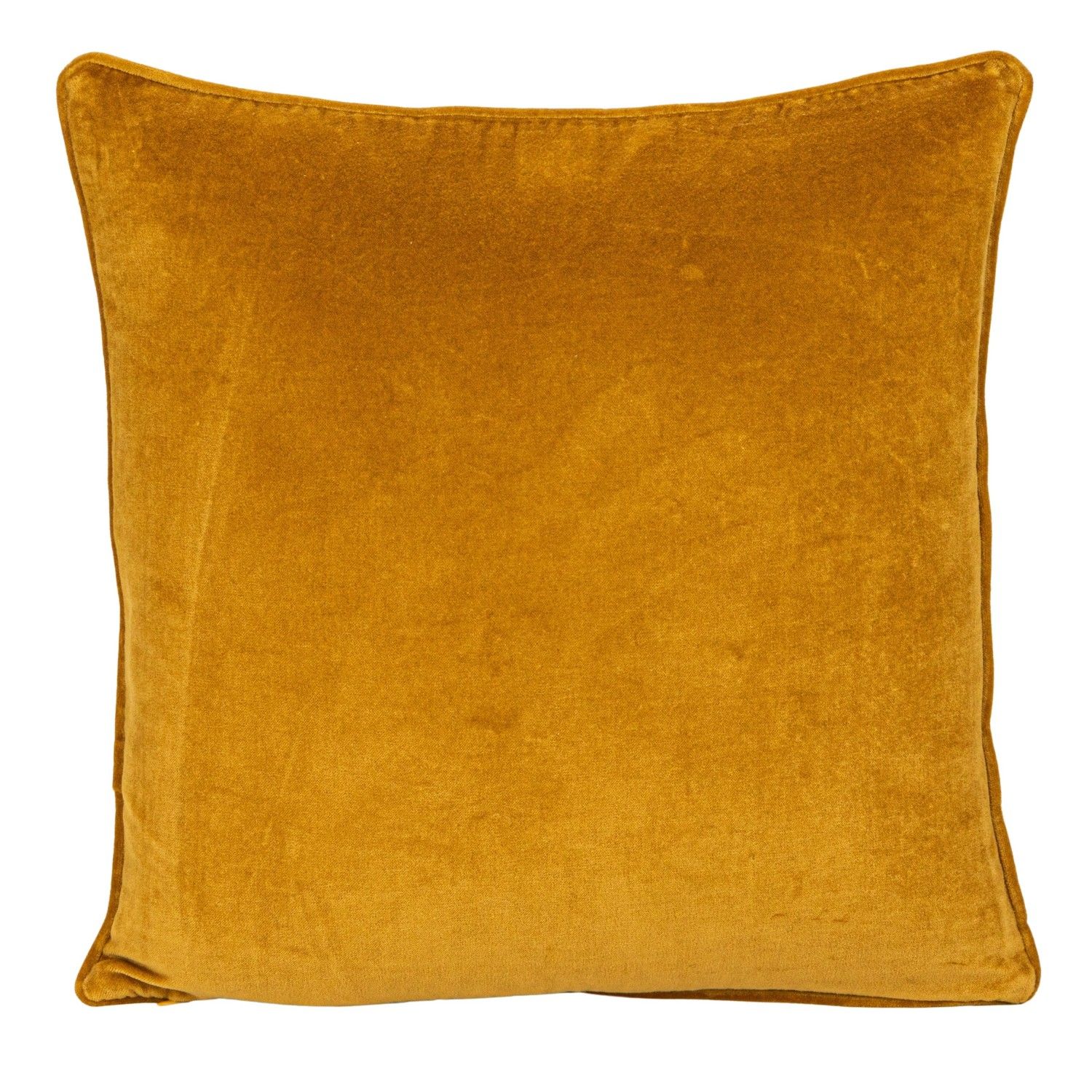 18in. Sq Yellow Cotton Velvet Embroidered Pillow