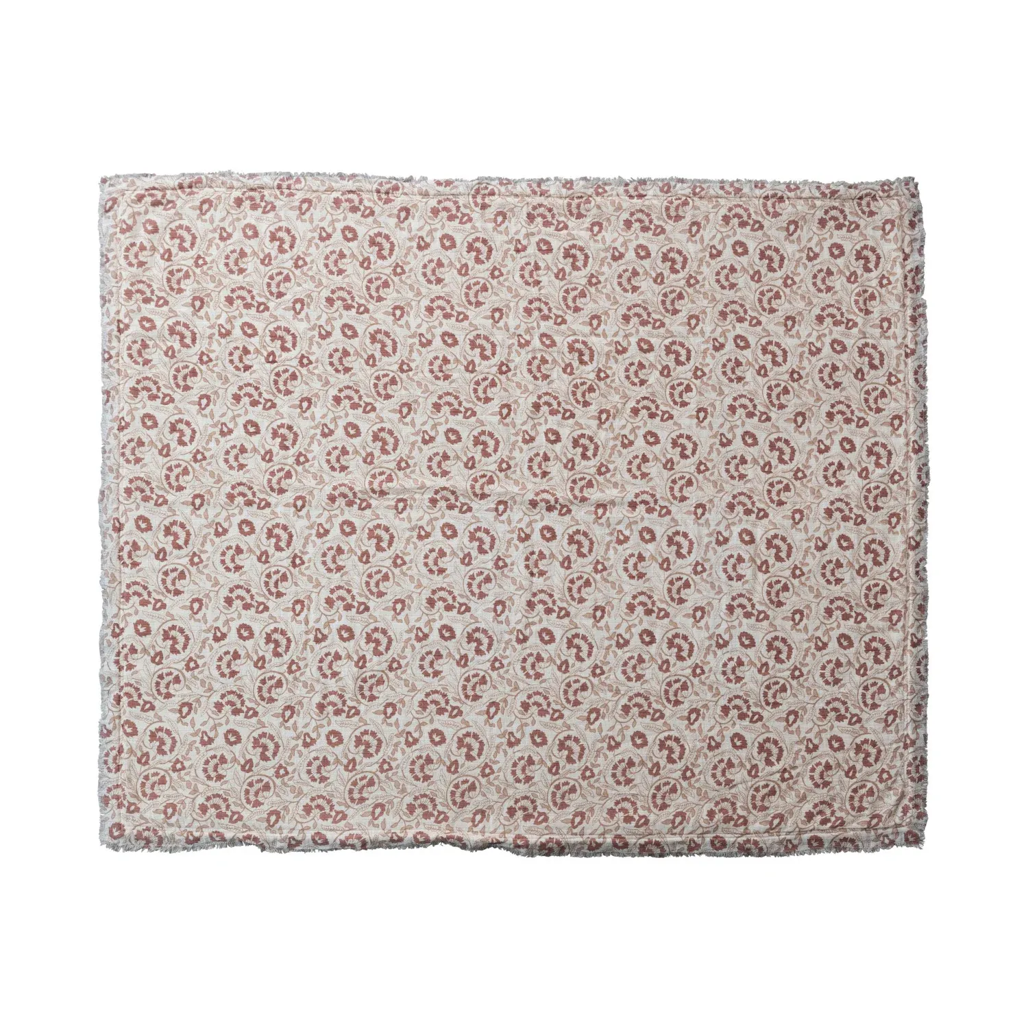 Woven Cotton Throw w/ Sherpa Back - Pattern &amp; Fringe
