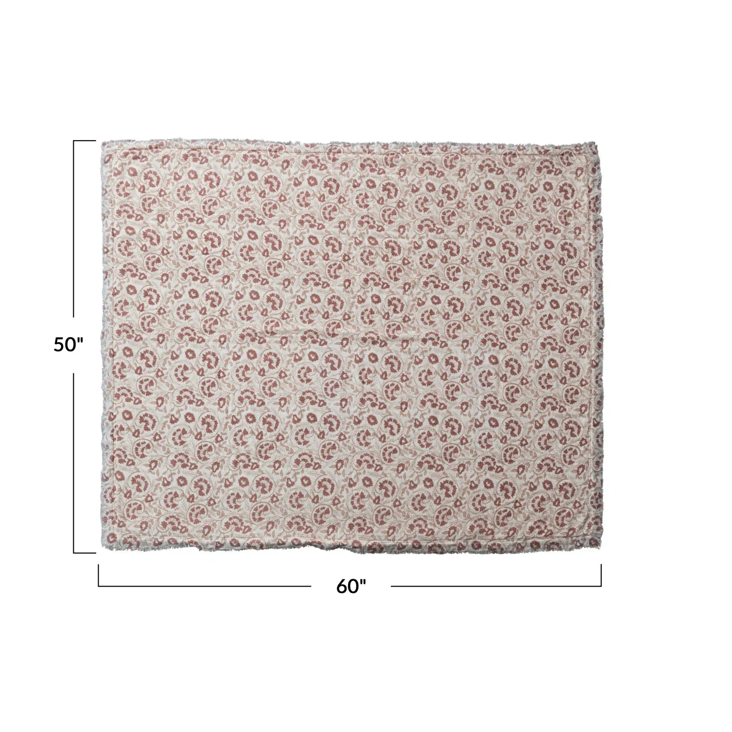 Woven Cotton Throw w/ Sherpa Back - Pattern &amp; Fringe