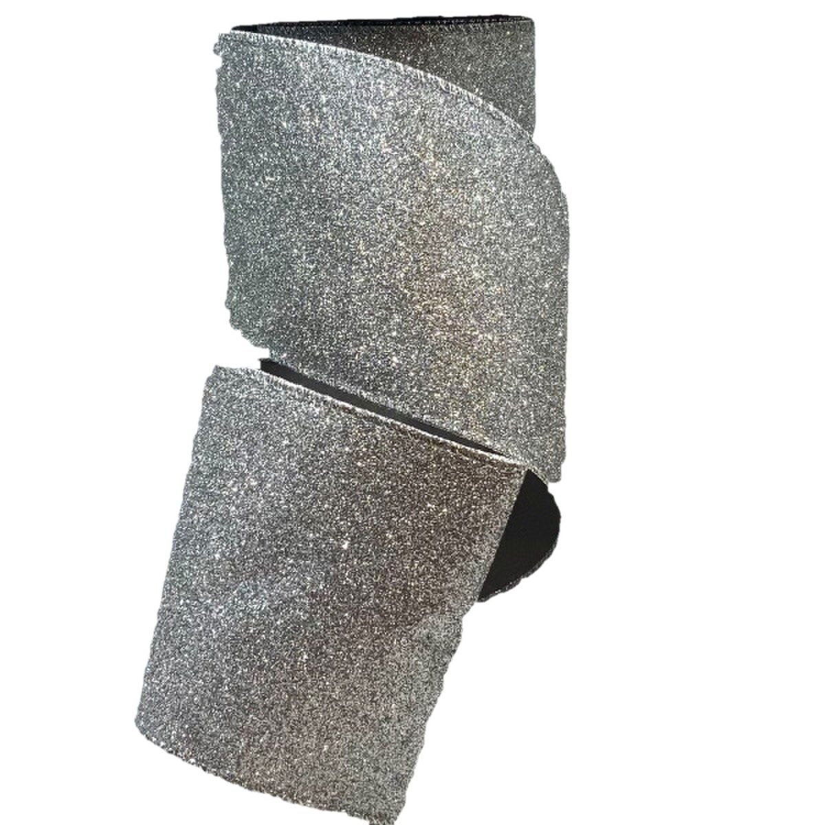 1.5" X 10YD SILVER VINTAGE GLITTER