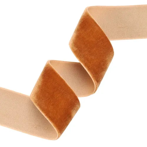 1" X10YD COGNAC Velvet Ribbon - Non Wired