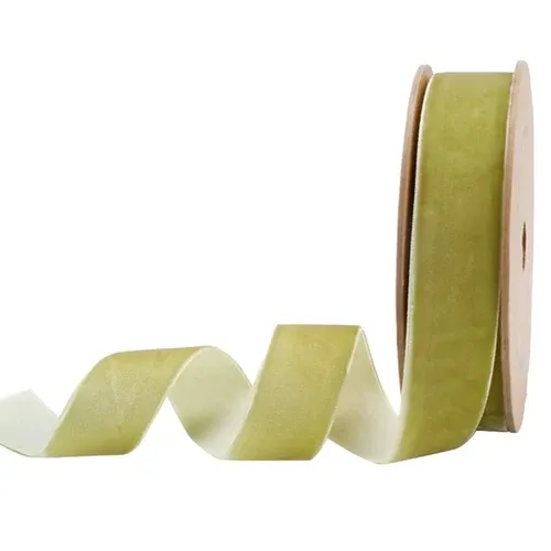 1" X10 YD BAYLEAF GREEN Velvet Ribbon