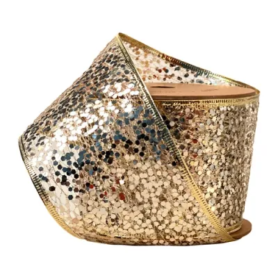 3" X 10YD GOLD Sequin Wired Ribbon