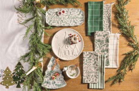 12" GREEN TOILE PLATTER W/ TONGS