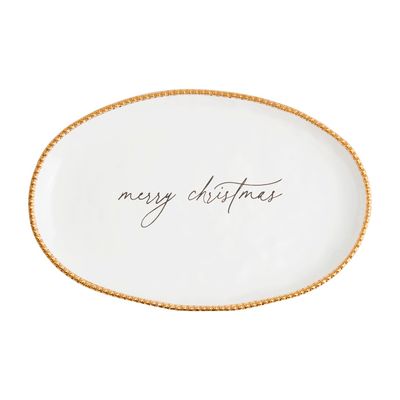 16" MERRY GOLD BEAD PLATTER