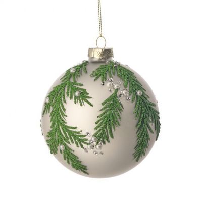 4" GLASS FIR W/PEARL BALL ORNAMENT
