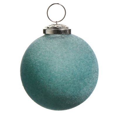 * 5" Seafoam Green Flocked Ball Ornament