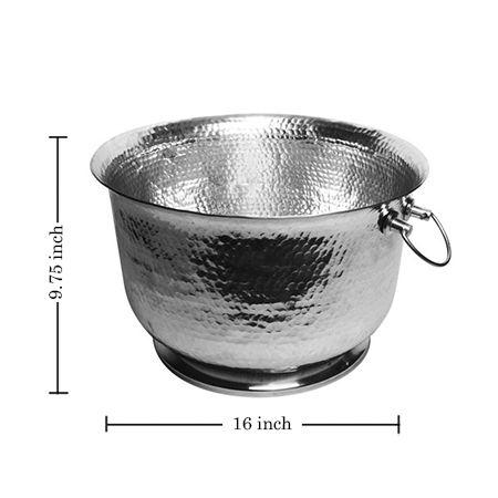 16" SILVER Hammered Handle Tub