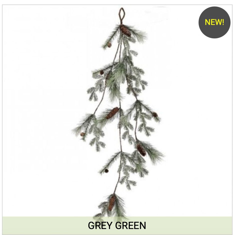50" GLITTER PINE DROP GARLAND W/CONE