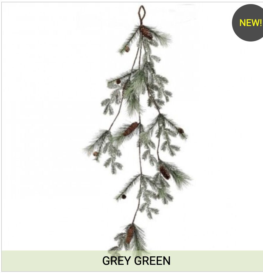 50" GLITTER PINE DROP GARLAND W/CONE