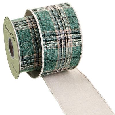 4"WX10YD PLAID RIBBON GREEN