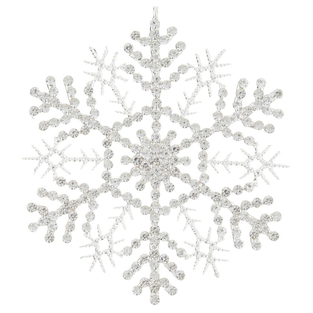 3.5" Rhinestone Snowflake Ornament Clear Silver