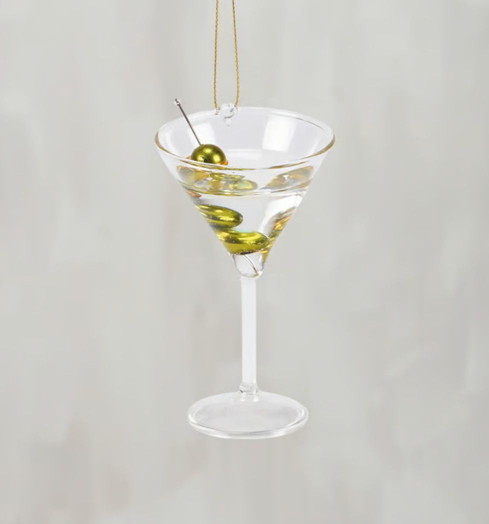 3" Glass Olive Martini Ornament