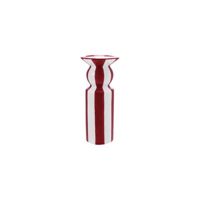 Ceramic Striped Taper Holder, Red &amp; White