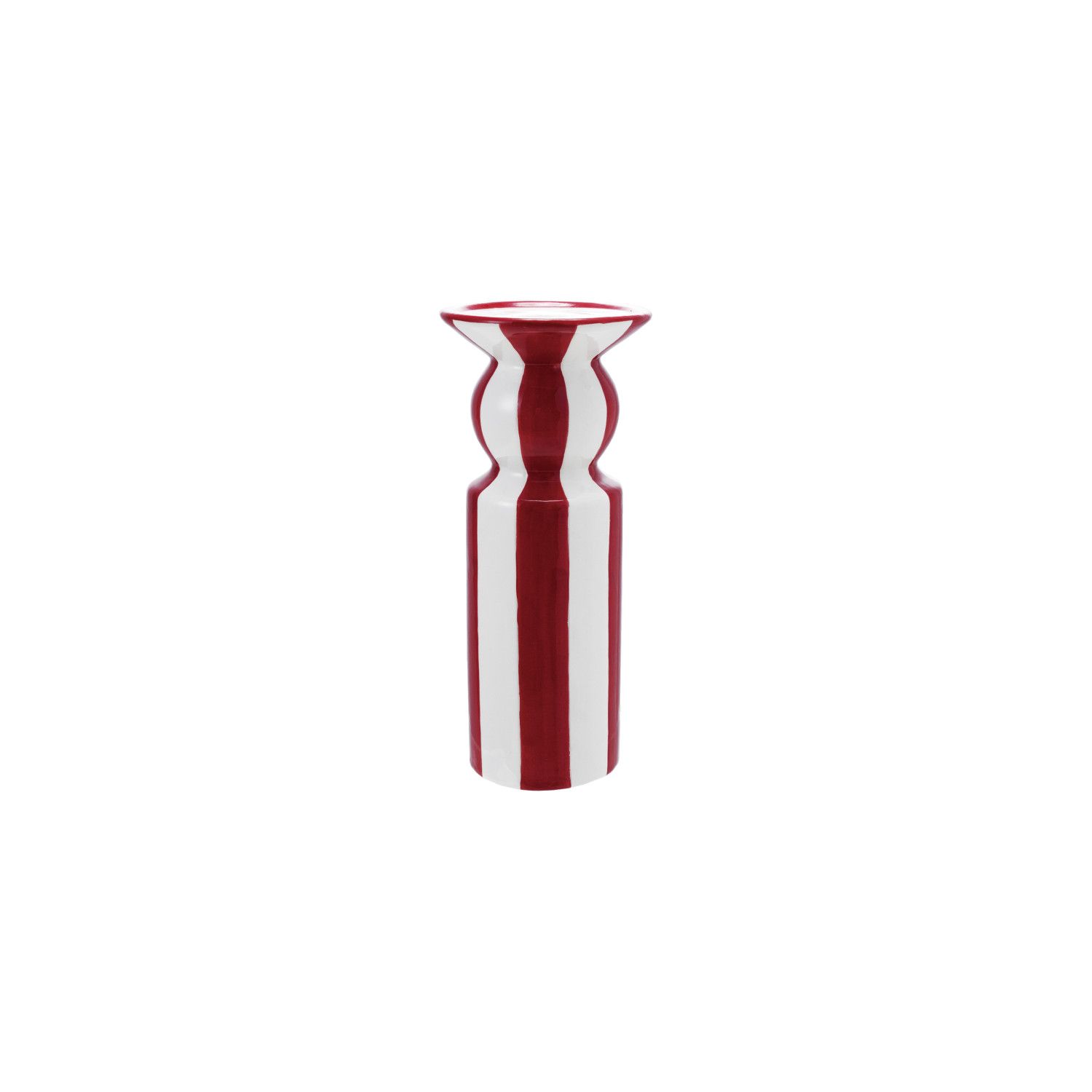 Ceramic Striped Taper Holder, Red &amp; White